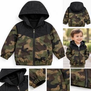 SHEIN Toddler Navy Blue Utility Jacket 2T | Soft Lined Hooded Fall Coat
